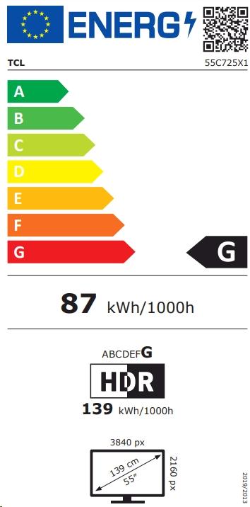 Energie-Label TCL 55C725 (55", C725, QLED, 4K, 2021)