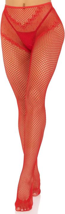 Produktbild Leg Avenue Netzstrümpfe Mit Schrittfreiem Stiefel Rot (One Size)
