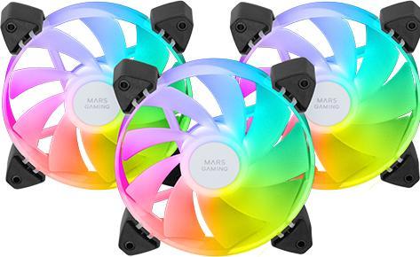 Actual product image Mars Gaming Lot De 3 Ventilateurs Boitier Mf-3ar RGB - 12cm (Noir) (120 mm, 3 x)