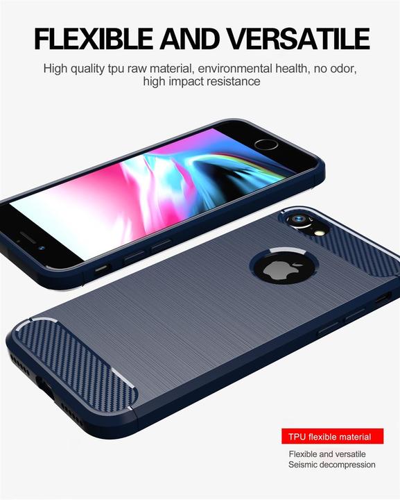 Produktbild Cadorabo TPU Ultra Slim carbon edelstahl Kombi Cover (Apple iPhone 7)