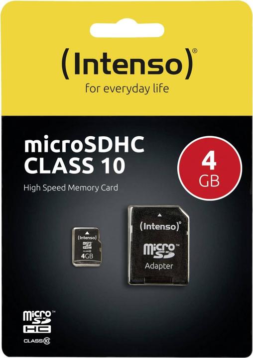 Produktbild Intenso MEMORY MICRO SDHC 4GB C10 W/ADAPTER 3413450 (4 GB, SDHC)