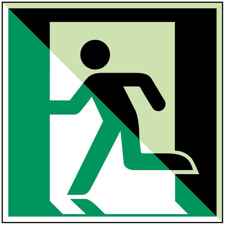 Energie-Label Brady Langnachleuchtende Sicherheitsschilder - Notausgang (links)