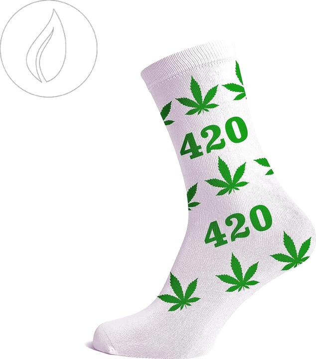 Actual product image R420 Long Socks Size 36-42 White 420 Green Leaves (Single pack, 36 - 42)