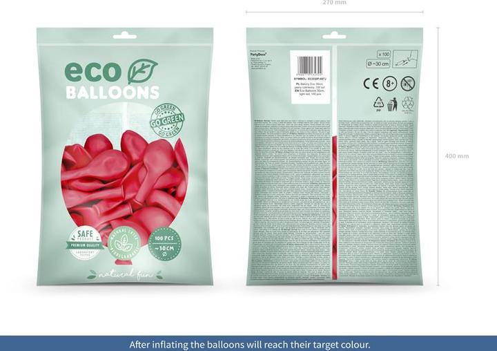 Produktbild Partydeco Öko-Luftballons 30 cm Pastell, Hellrot (1 Pck (100 x)