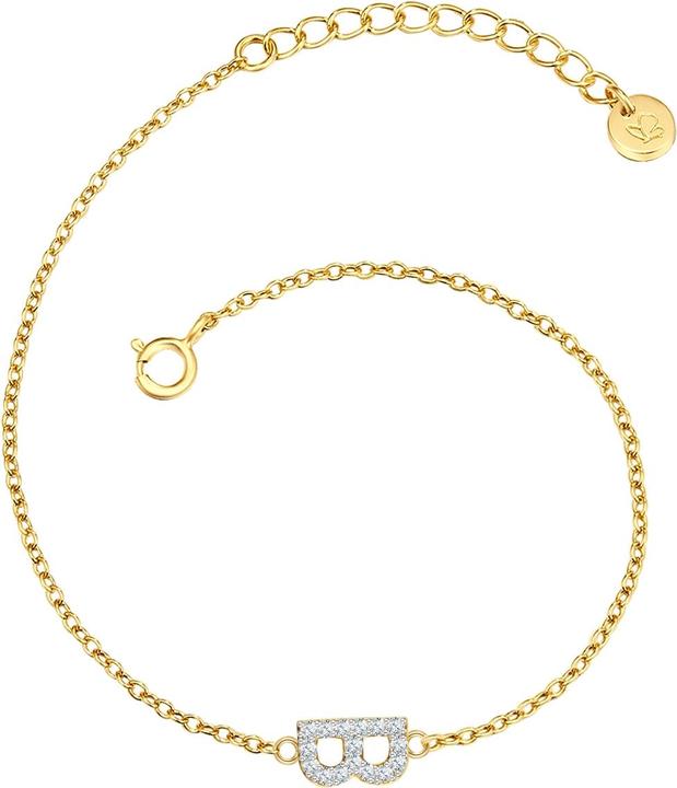 Image du produit Glanzstücke München Femme lettre B argent sterling zirconium or jaune 17,0 cm longueur de base + 3,0 cm extension - (17 cm, Argent Sterling)