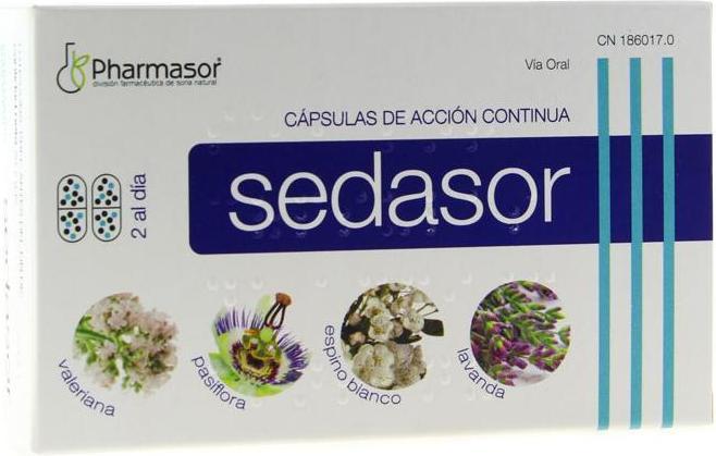 Actual product image Soria Natural Pharmasor Sedasor Continuous Action 30 Capsules