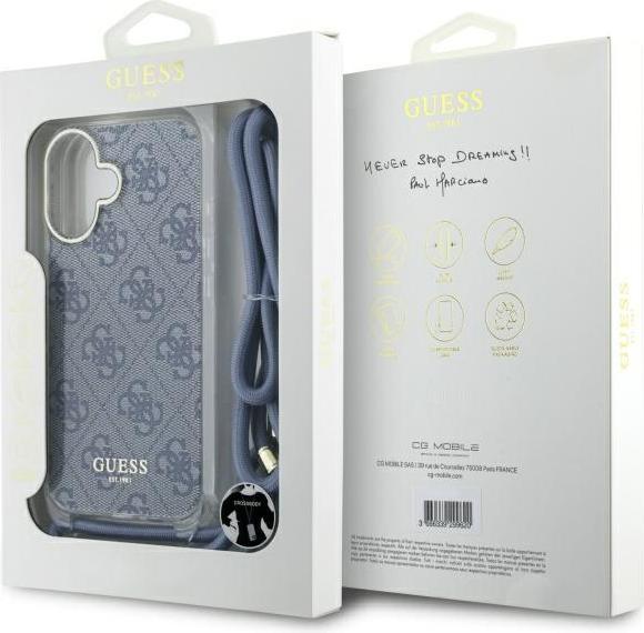 Produktbild Guess GUHCP16SHC4SEB iPhone 16 6.1" niebieski/blue hardcase Crossbody Cord 4G Print