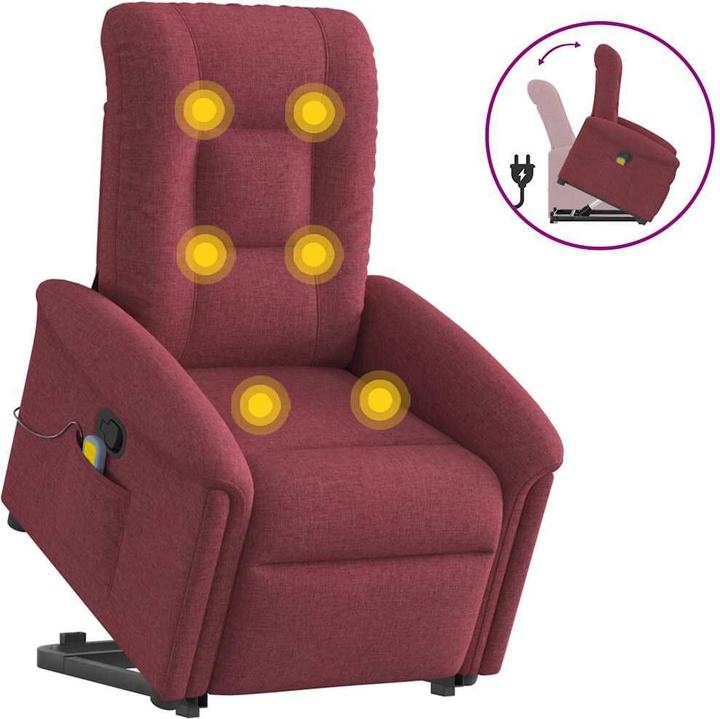 Produktbild VidaXL Massagesessel mit Aufstehhilfe Weinrot Stoff