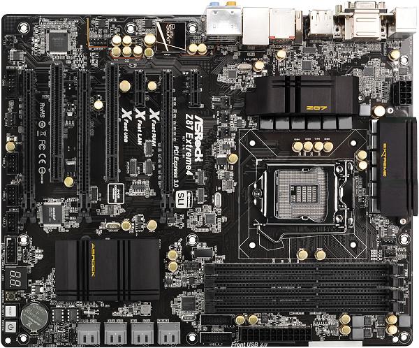 Actual product image AsRock Z87 Extreme4, LGA1150, ATX, CFX/SLI (LGA 1150, Intel Z87, ATX)