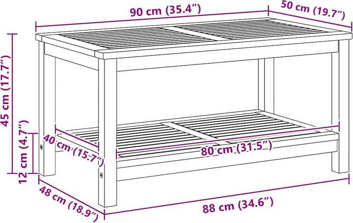 Immagine prodotto VidaXL Tavolino da caffè (90 x 50 x 45 cm)