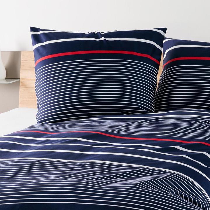 Produktbild Janine Mako-Satin Bettwäsche J.D. 87105 maritimblau (Bettwäsche Set, 160x210 cm + 65x100 cm)