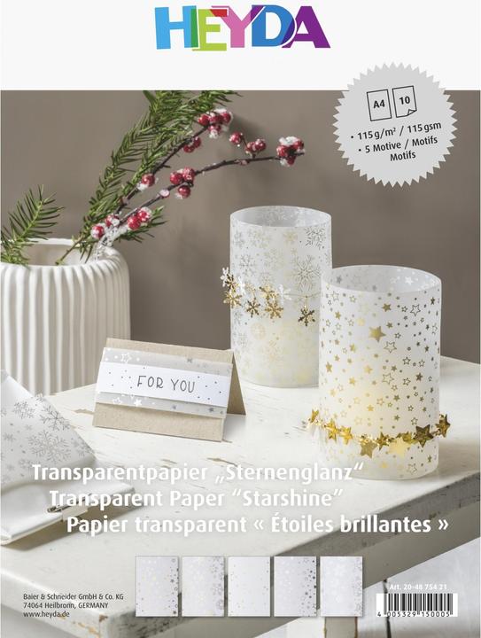 Produktbild Heyda Transparentpapier Weihnachten 10 Blatt, A4, Gold, Silber (115 g/m², 10 x)