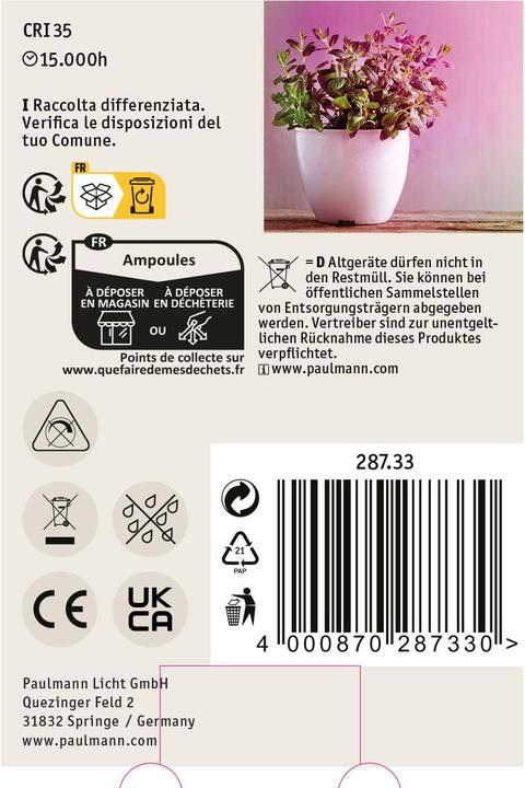 Produktbild Paulmann Grow Green Pflanzenlampe R80 (LED, 230 V)