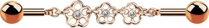 Immagine prodotto Star Piercing Barbell rosegold Kette mit drei Blumen (Ottone, Acciaio chirurgico 316L)