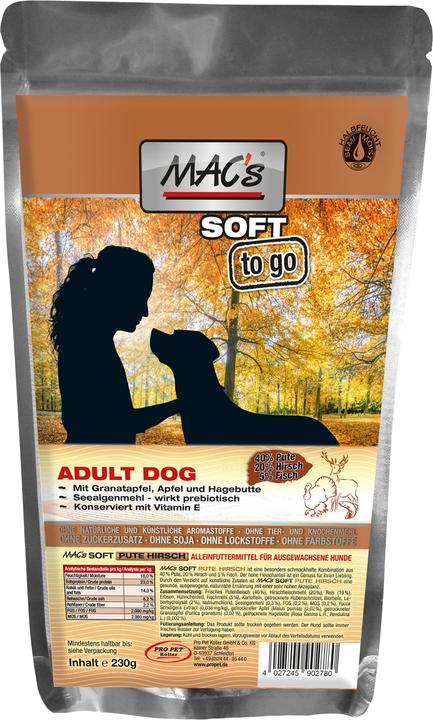 Actual product image MAC's DOG Soft "to go" Pute & Hirsch (Adult, 1 pcs., 230 g)