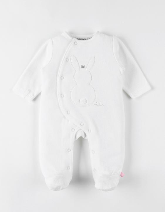 Produktbild Noukies Strampler Velours mit Hase Weiss Gr. 62 (62)