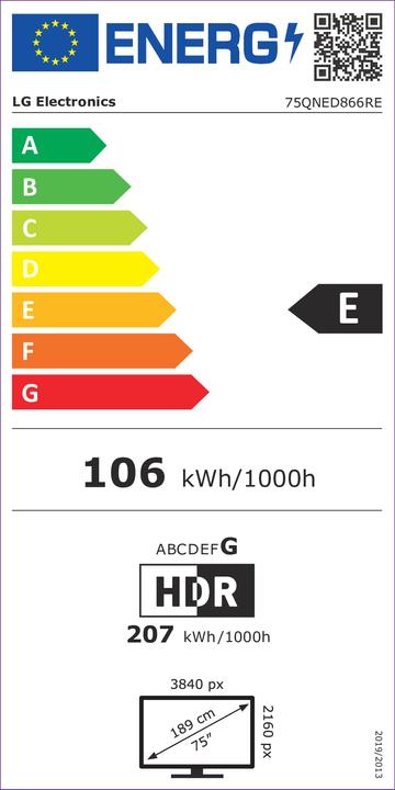 Energie-Label LG 75QNED866RE 190cm 75" 4K QNED MiniLED 120 Hz Smart TV Fernseher (75", QNED86, QLED, 4K, 2023)