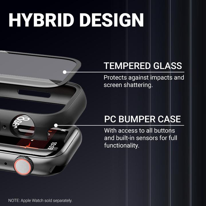 Actual product image Crong Hybrid Watch Case - Apple Watch 44 mm Glass Case (black)