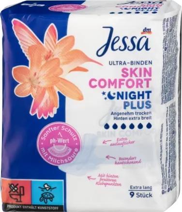 Produktbild dm Jessa Ultra Binden Skin Comfort Night Plus (9 x)