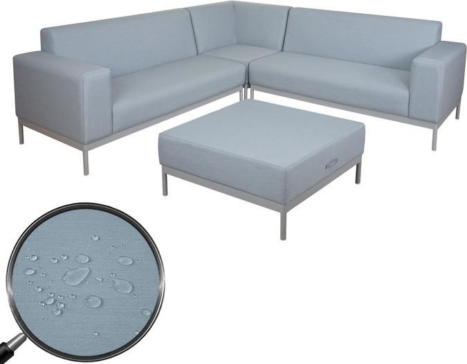 Produktbild Swisshandel24 Alu-Garten-Garnitur, Sofa, Outdoor Stoff/Textil - blau mit Ablage, ohne Kissen