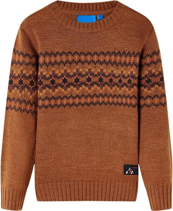 VidaXL Kinderpullover Gestrickt Cognac 92,Material: 100 (92)