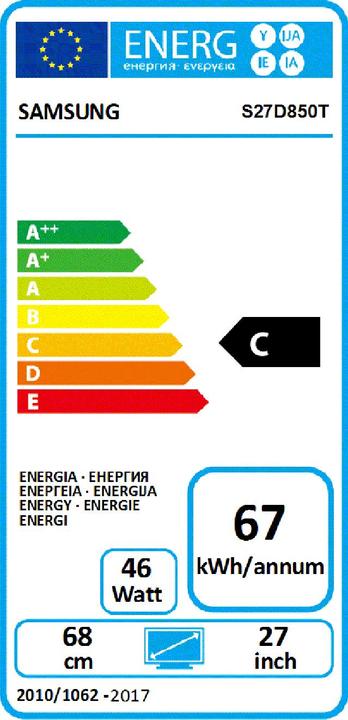Energy Label Samsung S27d850t (2560 x 1440 pixels, 27")