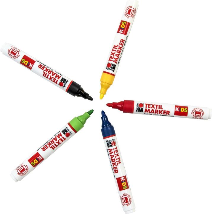 Produktbild Marabu Textilstift KiDS (Rot, Lavendel, Blau, Grün, Gelb, Schwarz, 3 mm, 5 x)