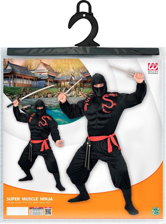 Produktbild Widmann SUPER MUSKEL NINJA (Muskelshirt mit Kapuze, Gesichtsmaske, Hose, Gürtel), XL (XL)