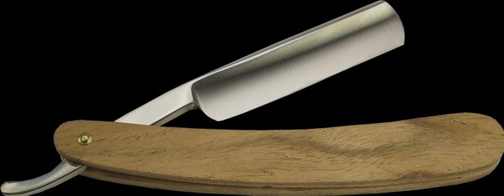 Rasiermesser Stahl mit Rosen-Holzschale, Länge 16,5/25 cm