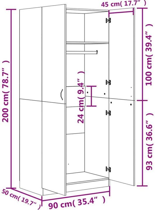 Actual product image VidaXL Aylmar (90 x 52 x 200 cm)