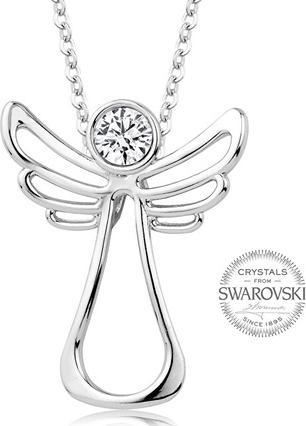 Levien Guardian Angel Clear Crystal Necklace (L)