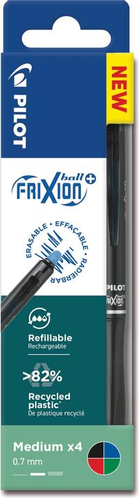 Pilot BG Frixion Ball Plus+ 0,7 x4 nero, blu, rosso, verde - Portafoglio (Verde, Rosso, Blu, Nero, 4 x)