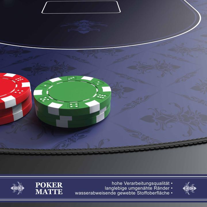 Produktbild CSL Pokermatte, grosse Schreibtischunterlage 1000x600mm, ovale Pokertischauflage für Kartenspiele, blau