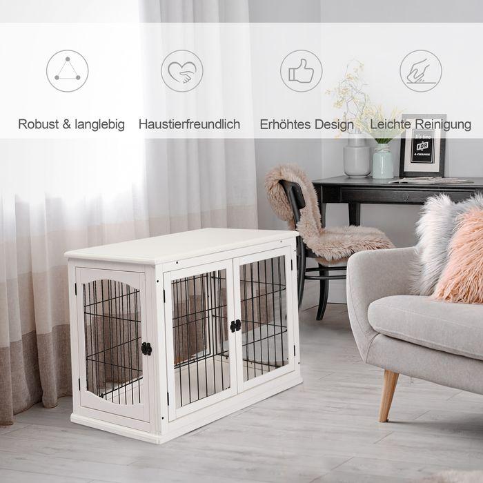 Produktbild Swisshandel24 Hundehütte Hundehaus Transportbox Kleintierkäfig für Innen Hundebox Tierkäfig Haustier MDF Metall We (Hund, Abschliessbar, Faltbar)