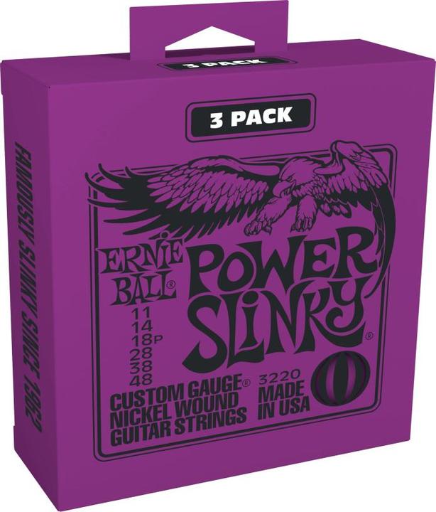 Actual product image Ernie Ball Set of strings, Slinky Nickel 3-pack, Power 11-48 (6 x, Electric guitar, 0.05")
