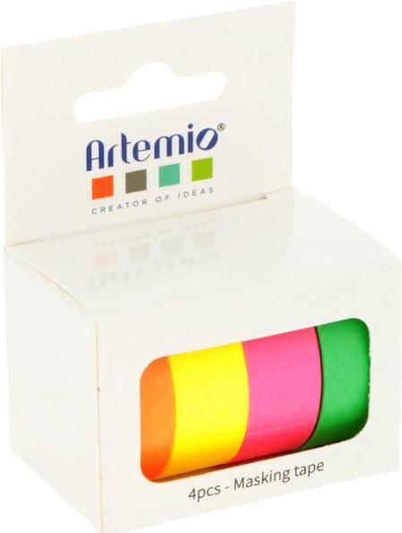 Actual product image Artemio Klebeband Neonfarben orange, gelb, pink, grün