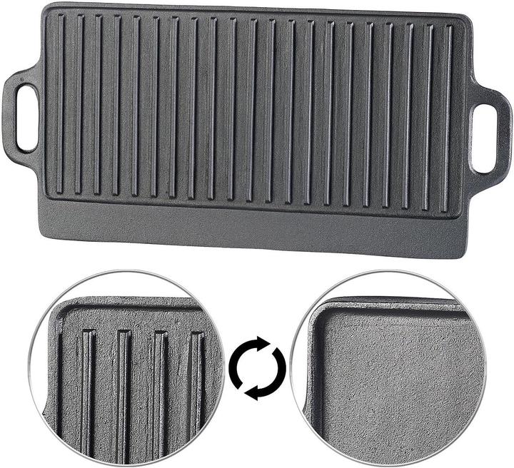 Produktbild Rosenstein & Söhne Gusseiserne Wende-Grillplatte für Ofen, Herd & Grill