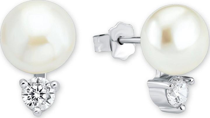 Actual product image Amor Classic pearl stud earrings enhanced with sparkling white cubic zirconia (synth.) (Silver)