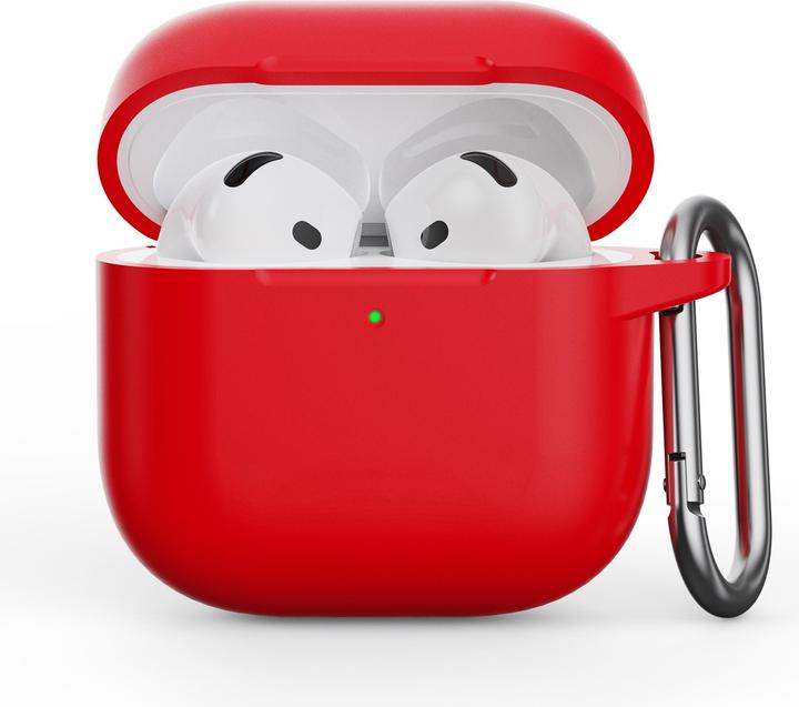 Produktbild RPD AirPods 4. Gen - Silikon Etui – Robuster Schutz mit Karabiner, rot (Kopfhörer Tasche)
