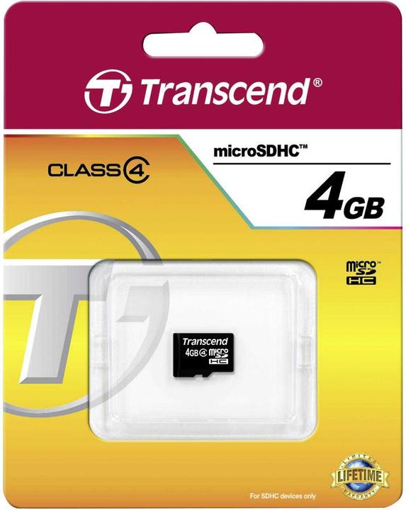 Actual product image Transcend Flash memory card 4GB Micro SDHC, C4 (4 GB, microSDHC)