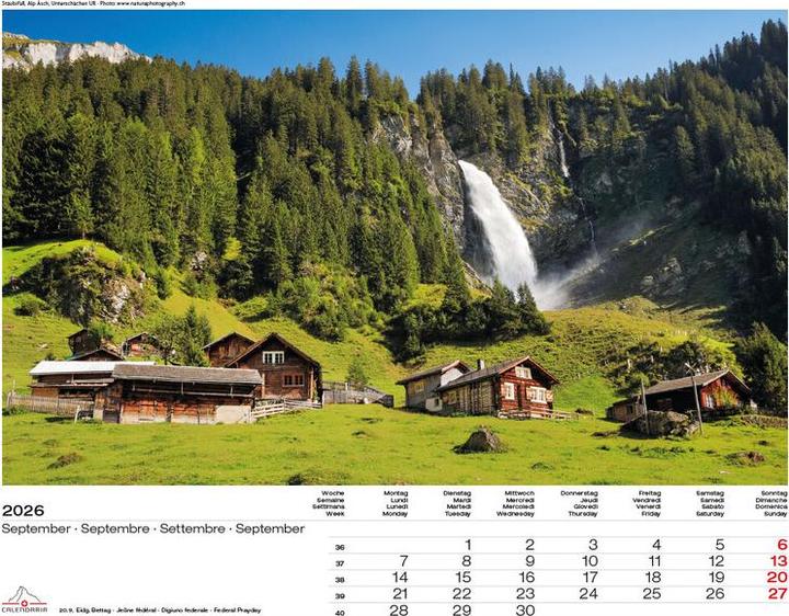 Immagine prodotto Schweiz-Suisse-Svizzera-Switzerland 2026 (40 x 31 cm, Copertina rigida, Francese, Tedesco)