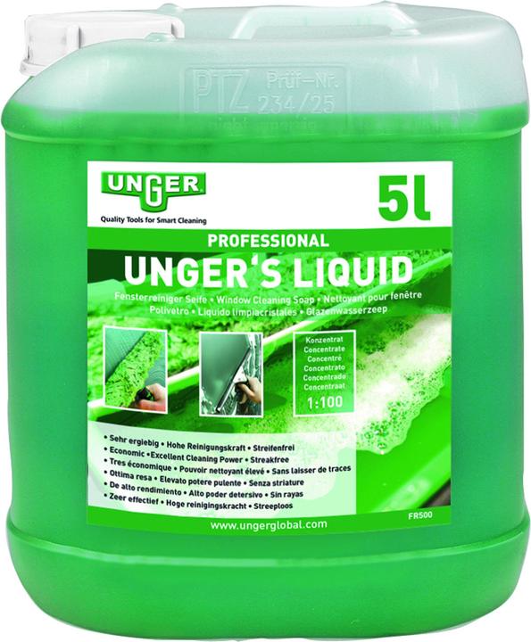 Image du produit Unger Ungers Liquid détergent pour le nettoyage des fenêtres, 5 l, produit de nettoyage pour fenêtres