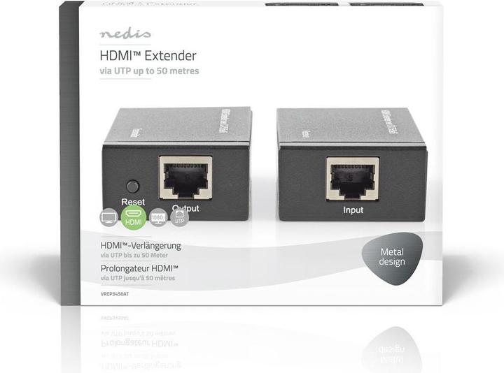 Immagine prodotto Nedis Estensore HDMI T su CAT6 fino a 60,0 m 1080p 1,65 Gbps Metallo Antracite (1 m, HDMI)