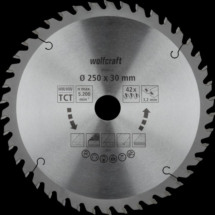 Produktbild wolfcraft wolfcraft 1 Tisch-Kreissägebl. HM, 42 Zähne ø250mm