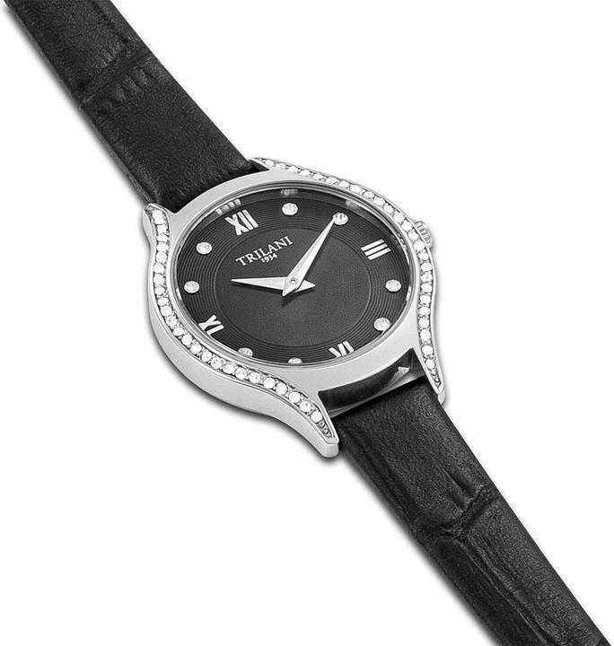 Immagine prodotto Trilani Orologio al quarzo da donna in vera pelle nera - 30494 (Orologio da polso analogico, 26 mm)