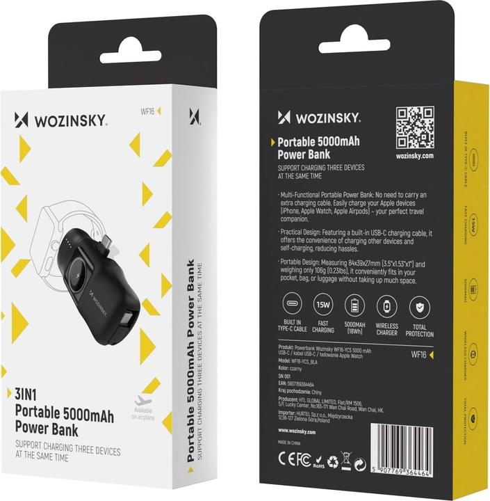 Produktbild Wozinsky Black (5000 mAh, 15 W, 15 Wh)