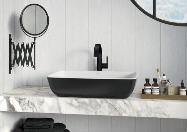 Actual product image Villeroy & Boch Countertop washbasin Artis 58 cm square white/coal black 417258BCT8 (380 mm, 580 mm)