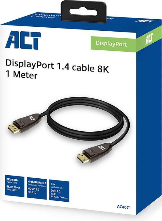 Immagine prodotto Cavo DisplayPort 1.4 8K, 1m DISPLAYPORT 1.4 8K M/M 1M BOX (1 m, DisplayPort)