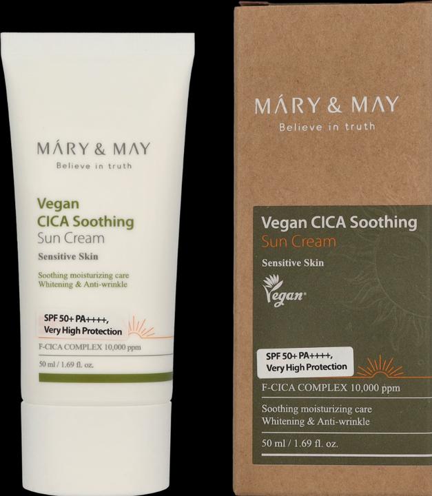 Immagine prodotto Mary&May CICA Crema Solare Lenitiva SPF50+ PA++++ 50ml Crema Solare Coreana Viso Vegan Cura Quotidiana (Crema solare viso, SPF 50, 50 ml, 0.05 g)