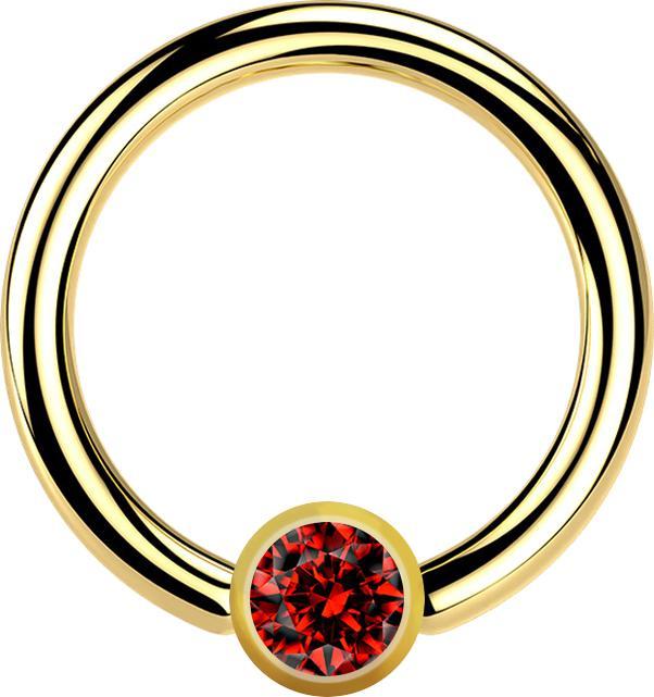Actual product image Star Piercing Micro Ball Closure Ring gold plated with ball crystal red (without brass)